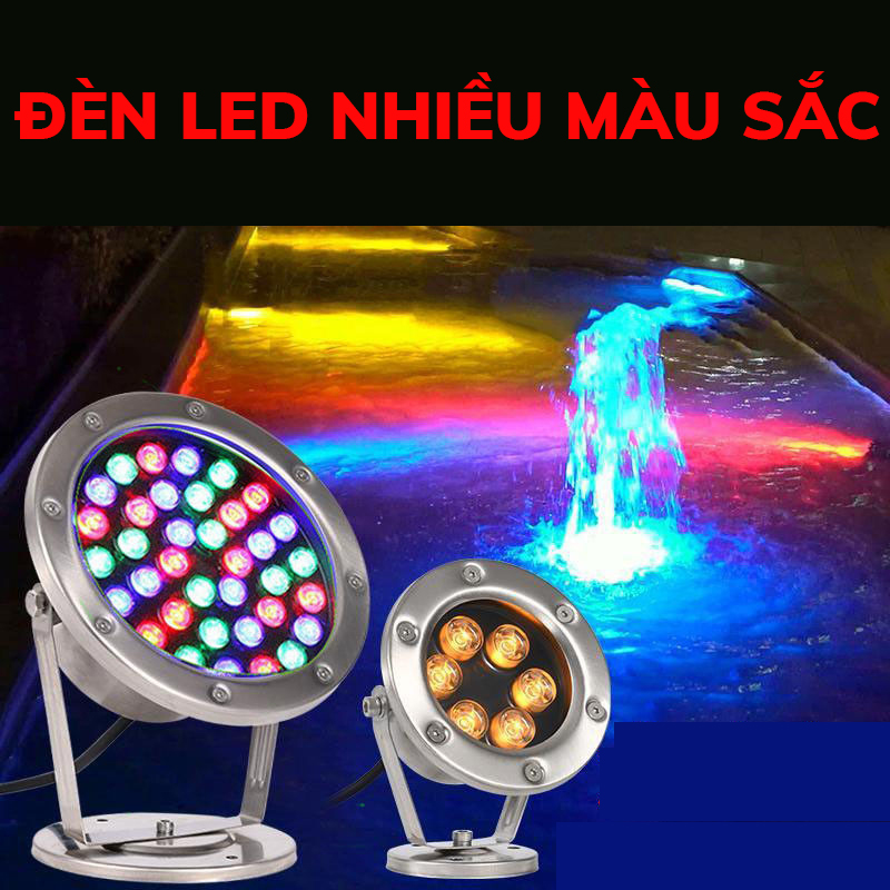 Đèn LED ánh sáng dưới nước ngoài trời đèn LED hồ bơi đèn LED ánh sáng hồ cá koi đèn LED tạo cảnh quan ánh sáng đài phun nước không thấm nước đầy màu sắc đèn sân khấu