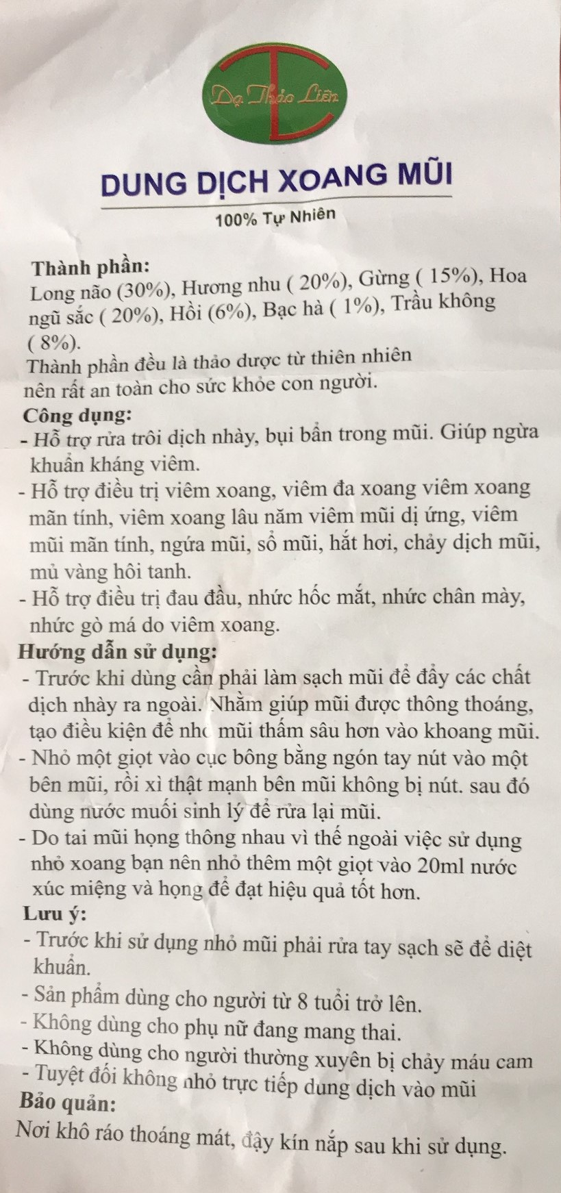 Dung Dịch Xoang Mũi Dạ Thảo Liên 8 ml Cực Mạnh (Hỗ Trợ Điều Trị Viêm Xoang, Viêm Mũi Dị Ứng, ...)