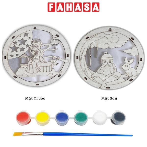 Lồng Đèn Trung Thu Gỗ Tô Màu + Vỉ 6 Màu Nước: Chú Cuội & Chị Hằng