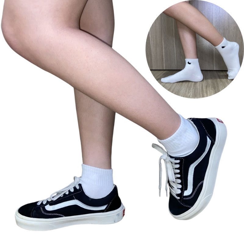 Tất Vớ Trắng Đen Thể Thao Cổ Ngắn, Cổ Trung, Cổ Cao Nam Nữ Vải Dệt Kim HBH
