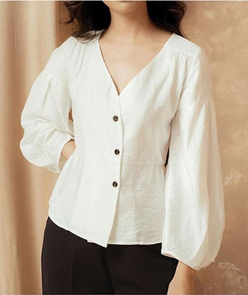 Áo vintage cổ tim tay bồng công sở - ACS04