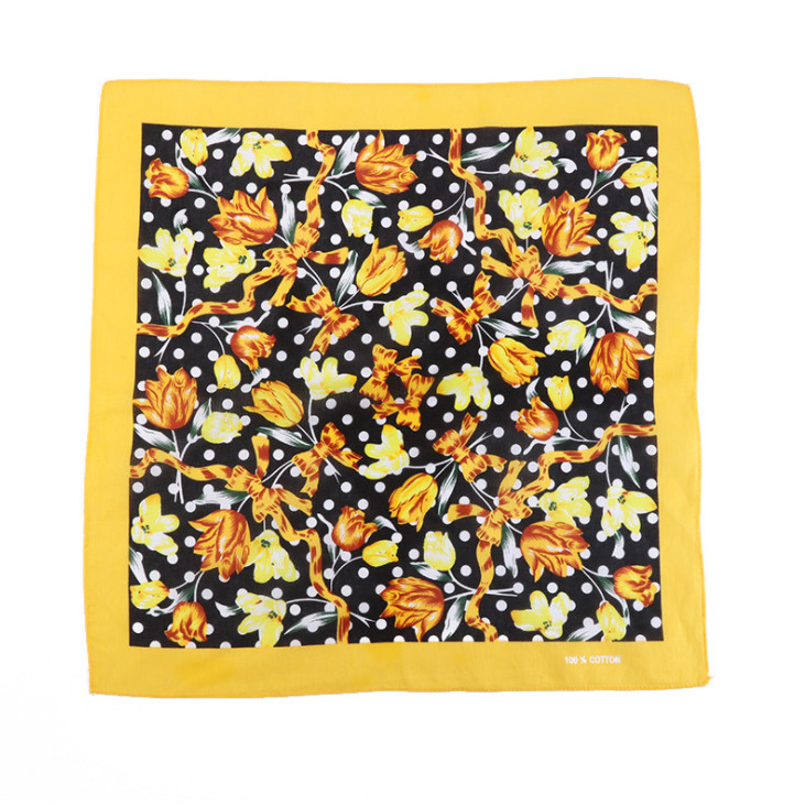 Khăn Bandana phong cách Vintage dễ thương 54x54cm - BDN06.5 tulip vàng