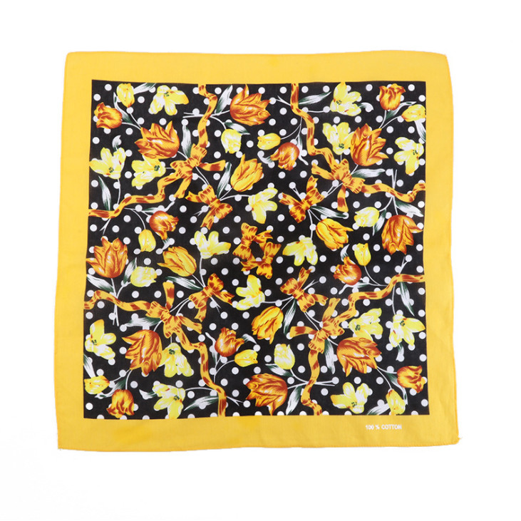 Khăn Bandana phong cách Vintage dễ thương 54x54cm - BDN06.5 tulip vàng