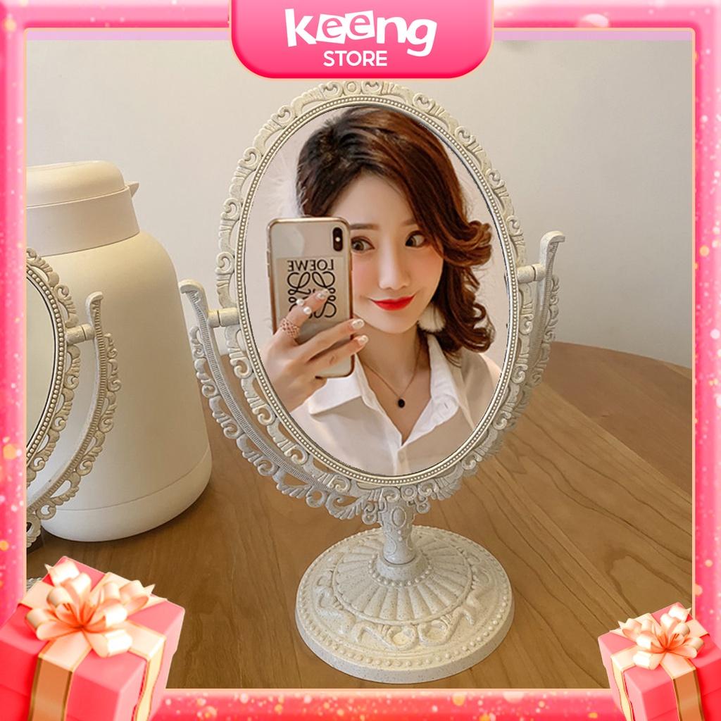 Gương Để Bàn Trang Điểm Hình Bầu Dục Phong Cách Châu Âu Cổ Điển CHIBI HUB Gdbbd01