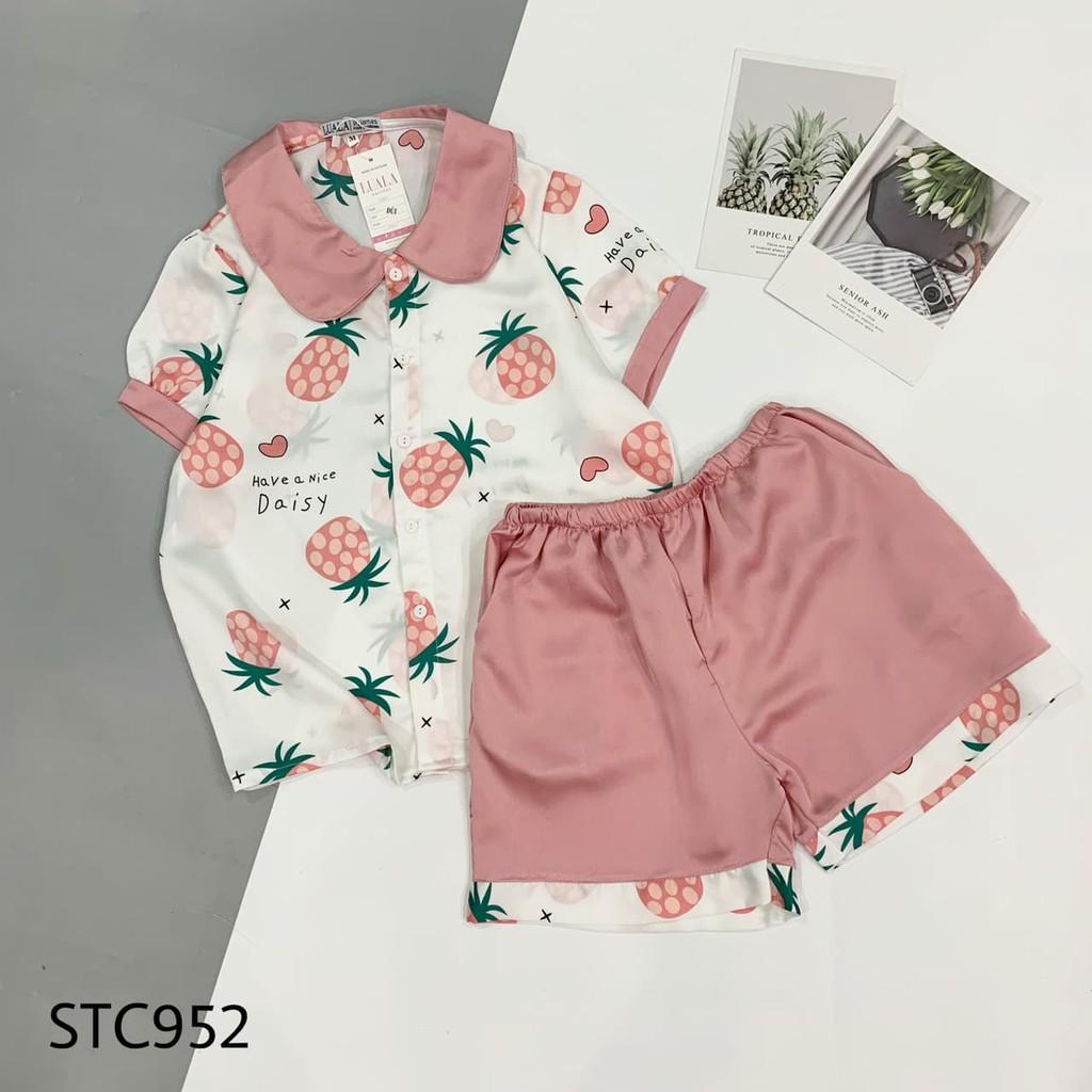 ĐÔ BÔ PIZAMA ĐUI LUA SATIN CAO CÂP - dứa hồng sen,L