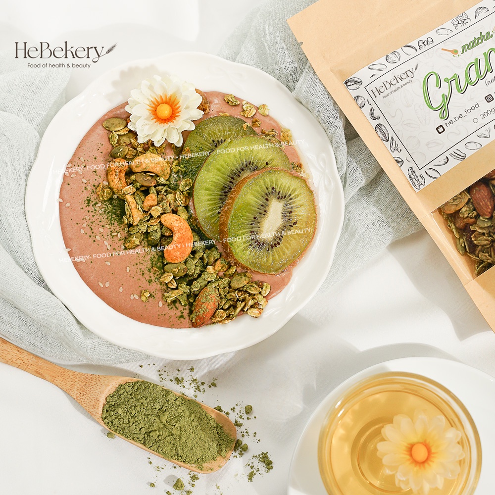 Granola Truly Healthy HEBEKERY by HEBE - Ngũ Cốc Dinh Dưỡng Lành Mạnh Tự Nhiên - Vị Matcha