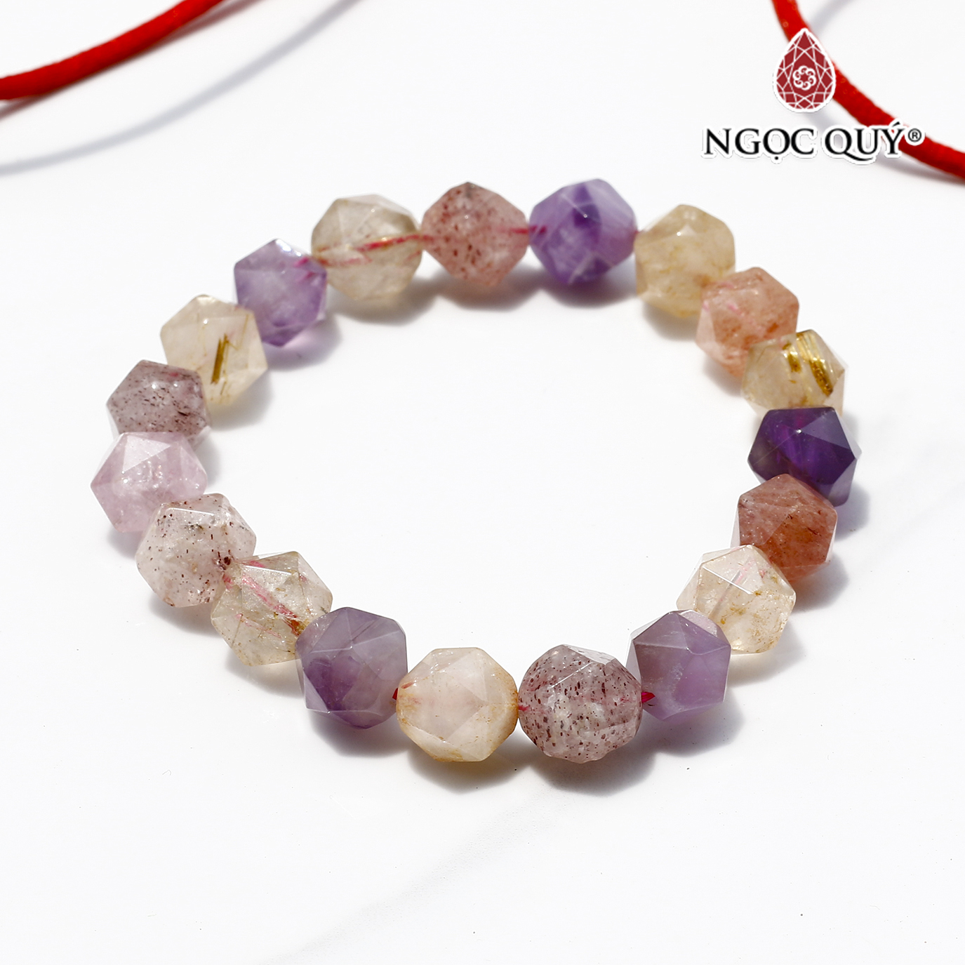 Vòng tay đá super seven facet giác cạnh 10mm  - Ngọc Quý Gemstones