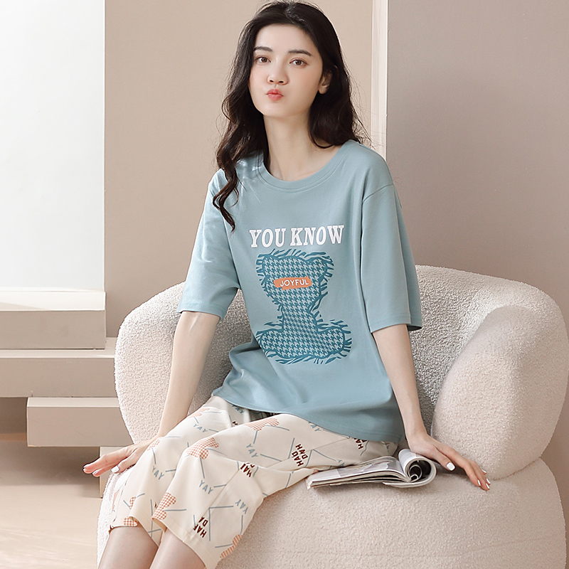 Bộ mặc nhà cotton tay ngắn quần lỡ 6110