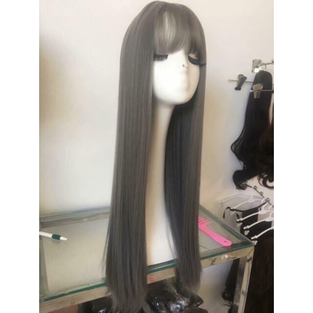 Tóc giả Nguyên đầu thẳng tặng lược chải chuyên dụng + lưới chùm