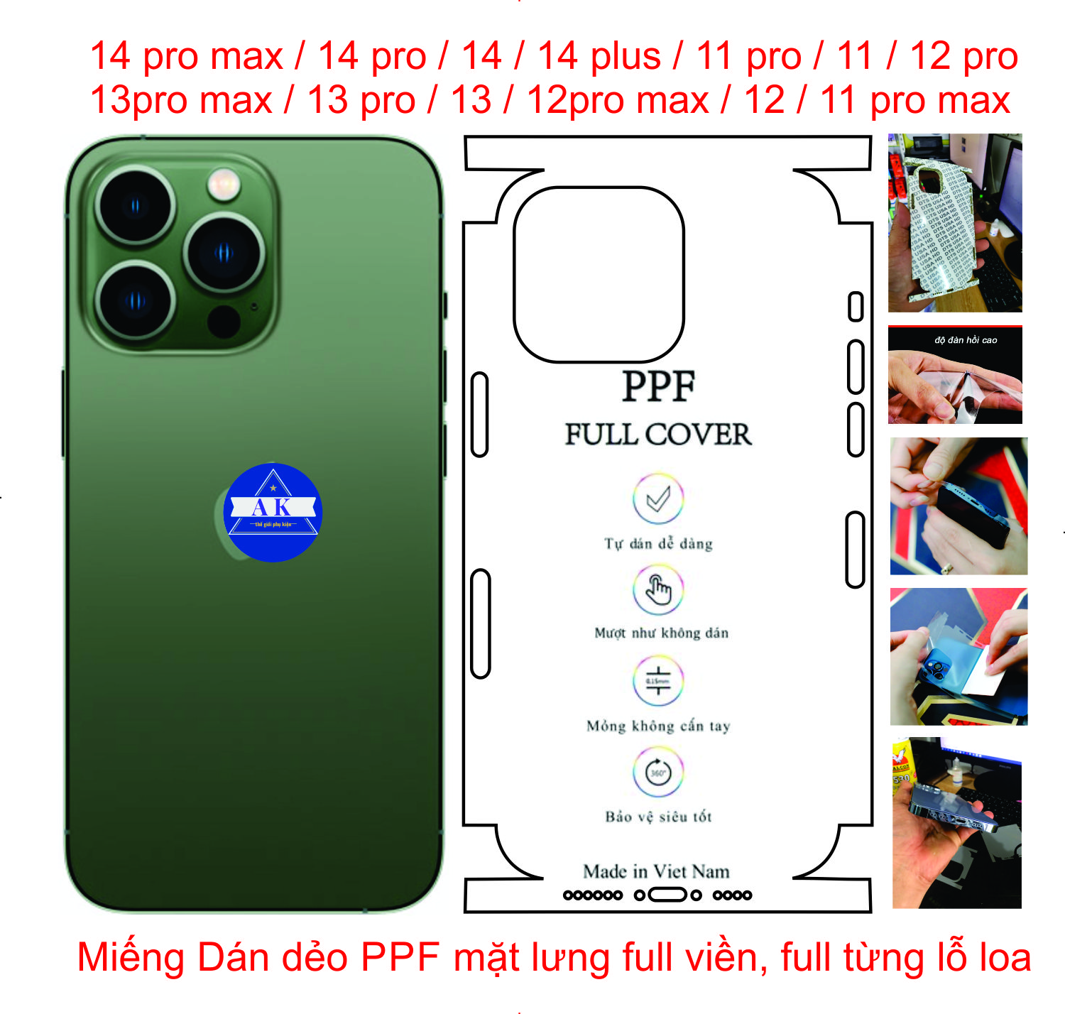 Miếng Dán dẻo PPF full viền dành cho iphone 11 đến 14 promax ,miếng dán mặt lưng chuẩn từng chi tiết