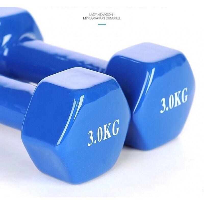 Tạ tay nữ 1kg-6kg lõi gang đặc bọc cao su tập gym,yoga chống trơn trượt, xước vỡ sàn Nhà(giao màu ngẫu nhiên