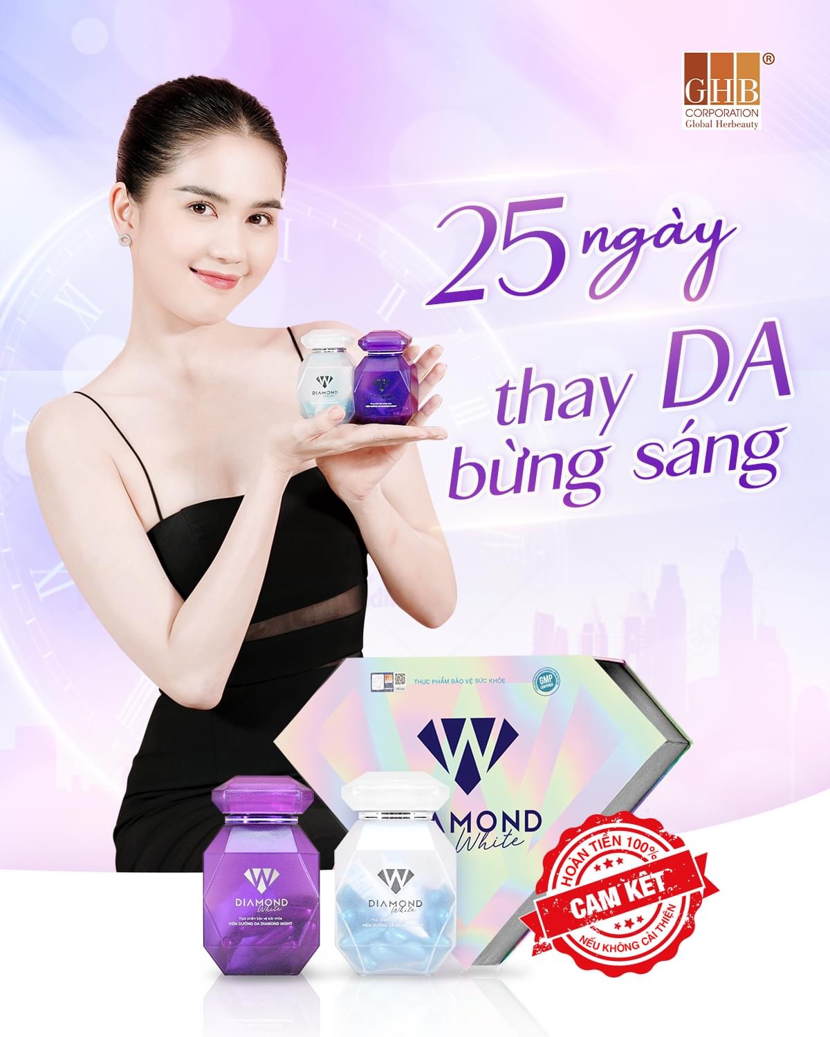 Viên Uống Trắng Da DIAMOND WHITE Hỗ Trợ Dưỡng Trắng, Giúp Da Căng Bóng, Mờ Nám Tàn Nhang, Mang Lại Làn Da Trắng Sáng Mịn Màng