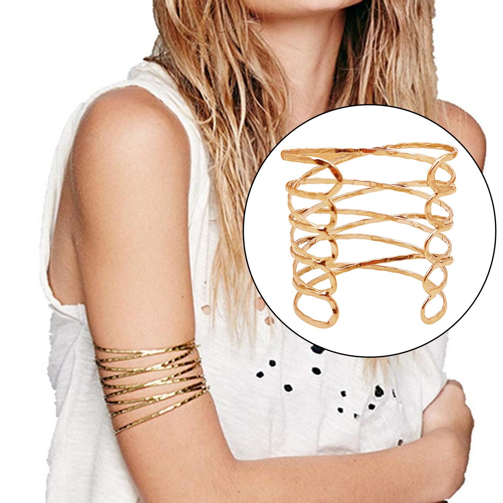 Women Upper Arm Band Armlet Multilayer Bangle Bracelet Jewelry Golden