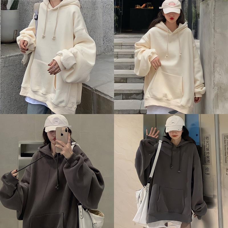 Áo Hoodie Nỉ bông TRƠN màu KEM/XÁM CHÌ UNISEX/Nam nữ unisex/ HOODIE TRƠN Jaystoree 