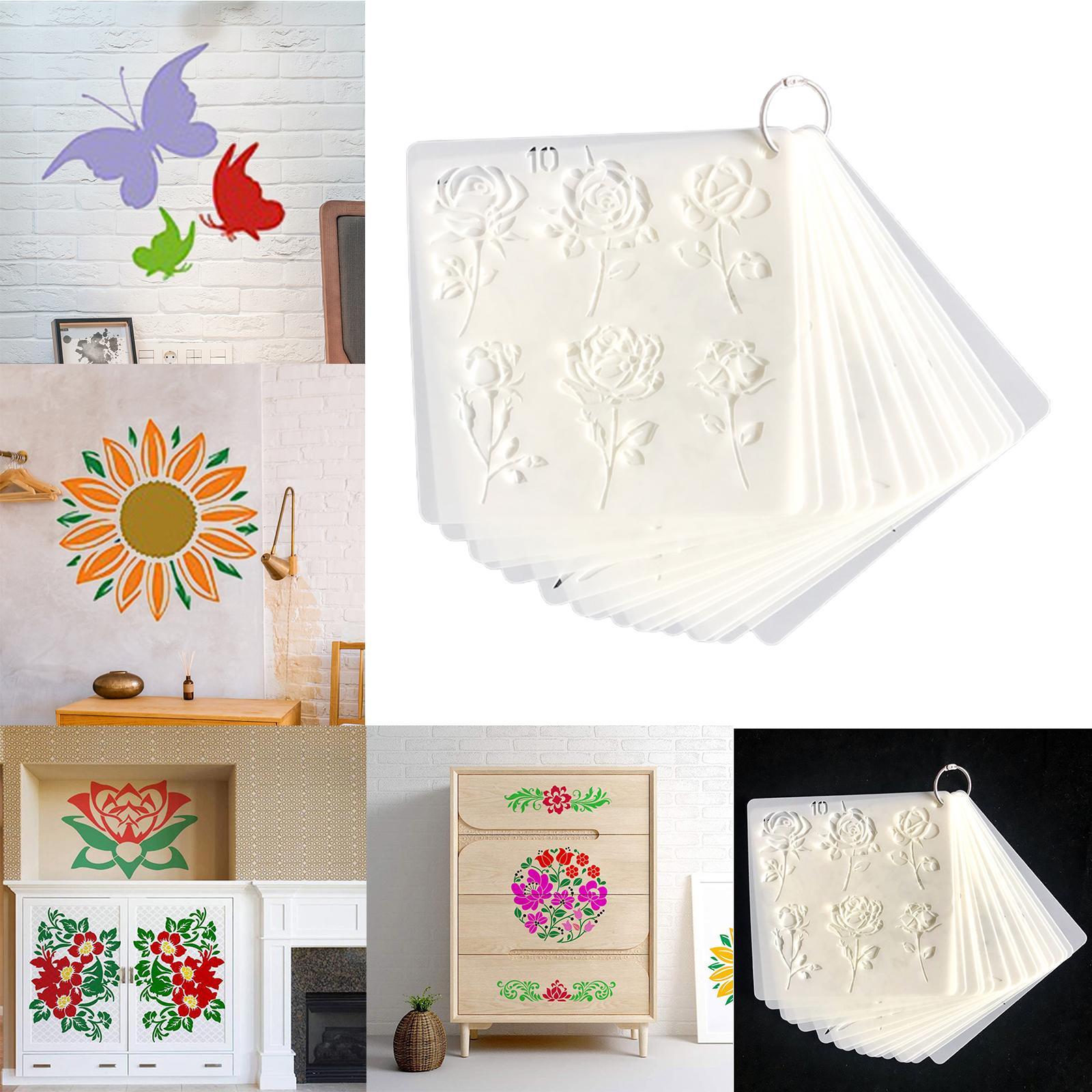 20Pcs Flower Painting Stencils DIY Durable Art Crafts for Tile Floor