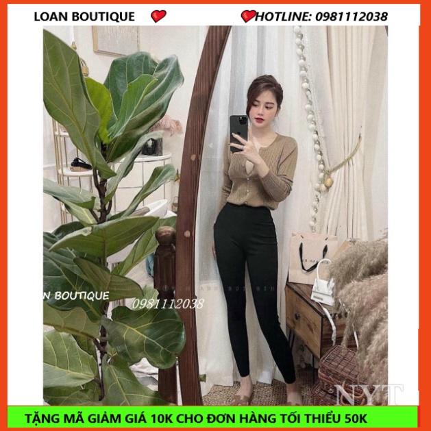 Quần legging nữ hello full hộp siêu co dãn, quần legging nữ dáng thon dài cạp bản to