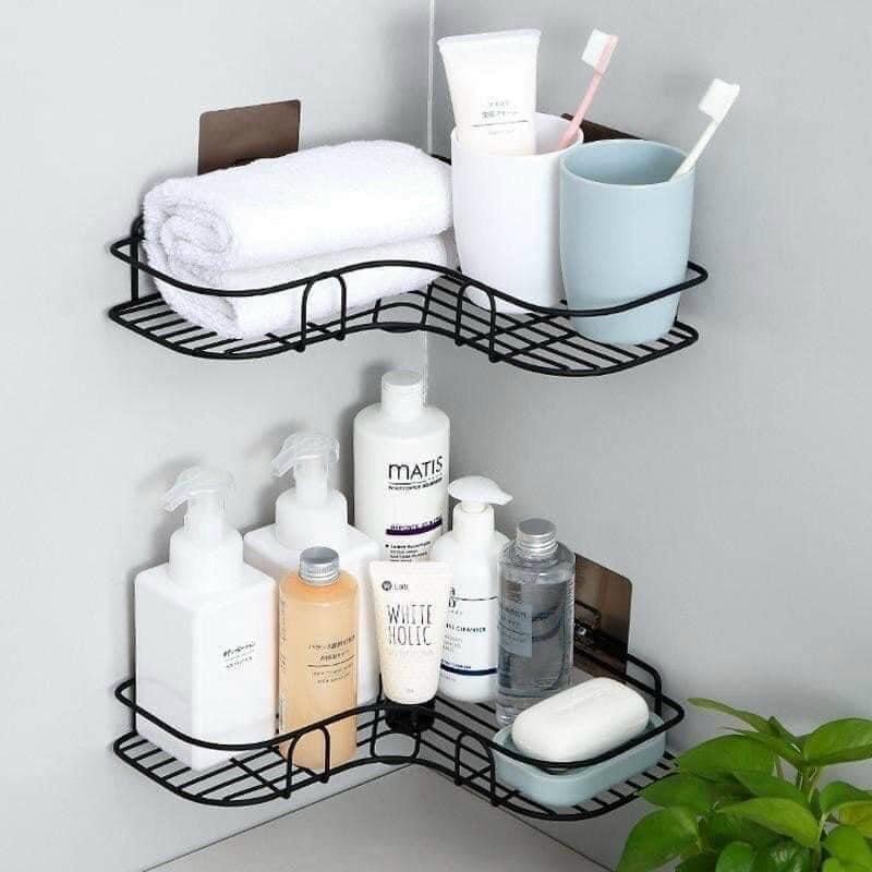 Kệ dán góc tường siêu chắc phòng tắm, nhà bếp cực tiện lợi