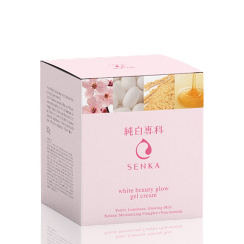 Bộ chăm sóc da Senka (White Beauty Glow Gel Cream 50g + Aqua White Mask Extra White 25ml) tặng Perfect White Clay 50g