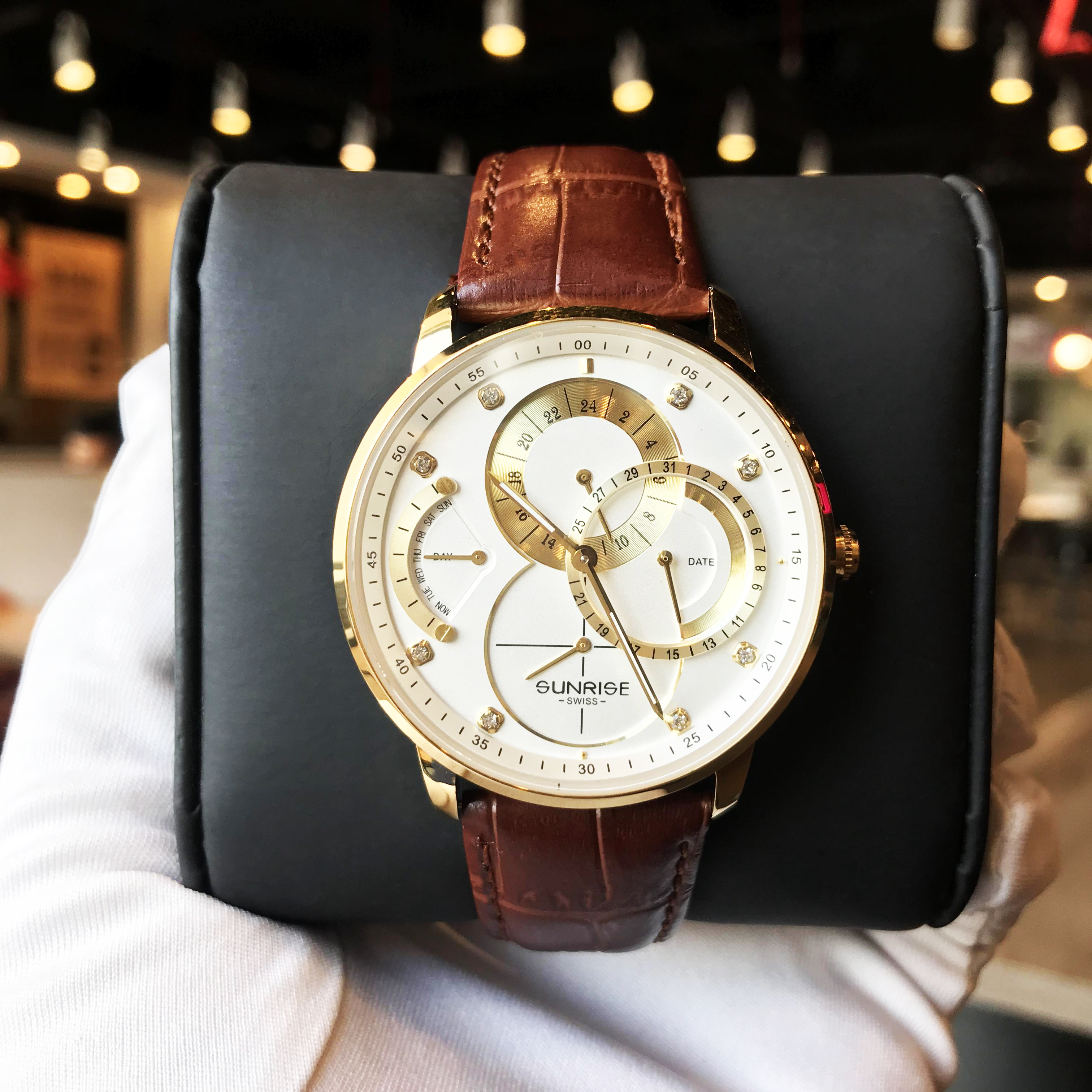 Đồng hồ nam Sunrise 1146SA-1  - Kính Sapphire, chống xước, chống nước - Dây da cao cấp