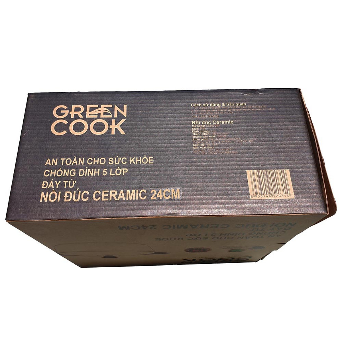 Hình ảnh Nồi Đúc Chống Dính Green-Cook Ceramic 5 Lớp Vân Đá Đáy Từ Dùng Trên Mọi Loại Bếp-Hàng Chính Hãng