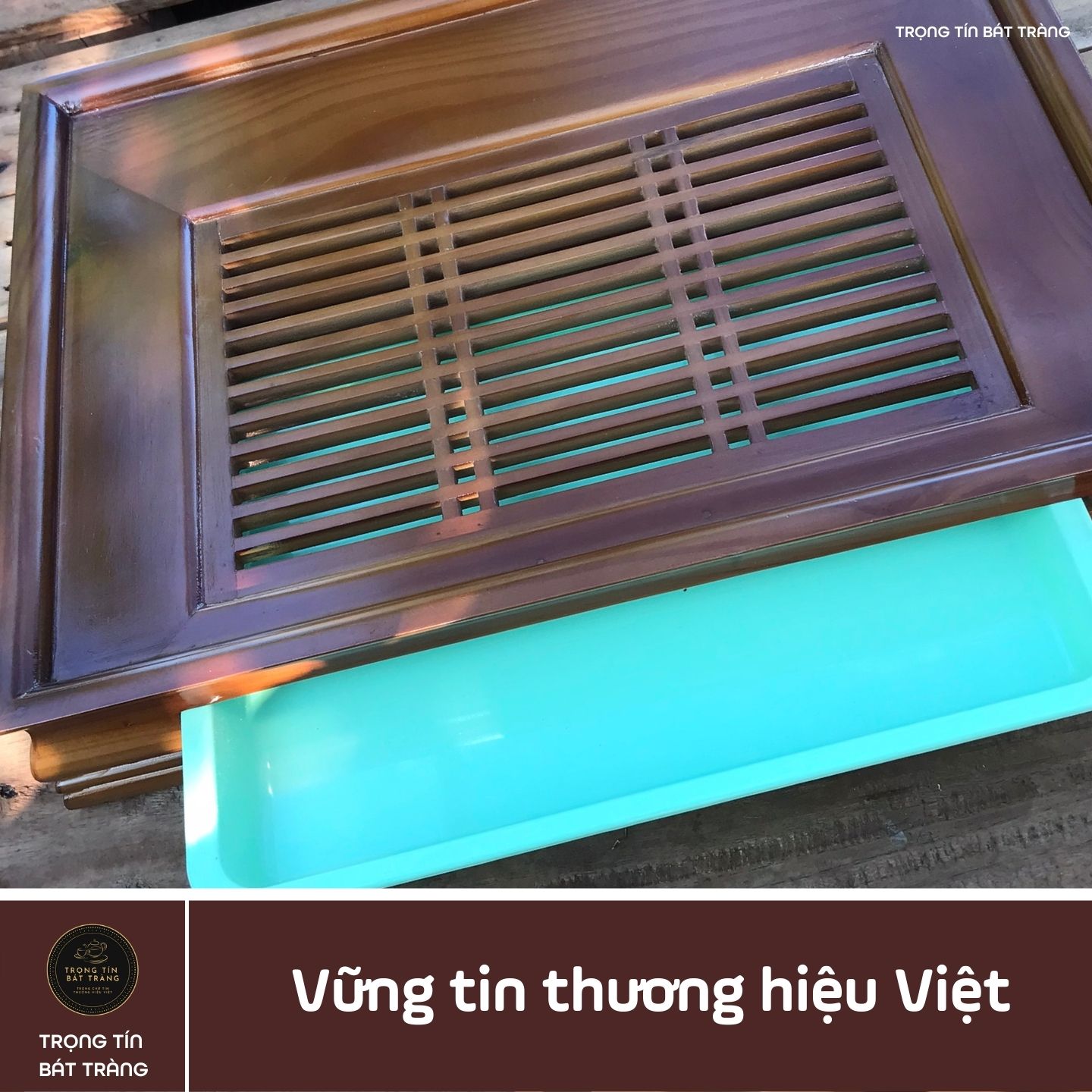 KT 70 Khay Trà Gỗ Thông Cao Cấp Hình Chữ Nhật  Kích Thước 43*32*7