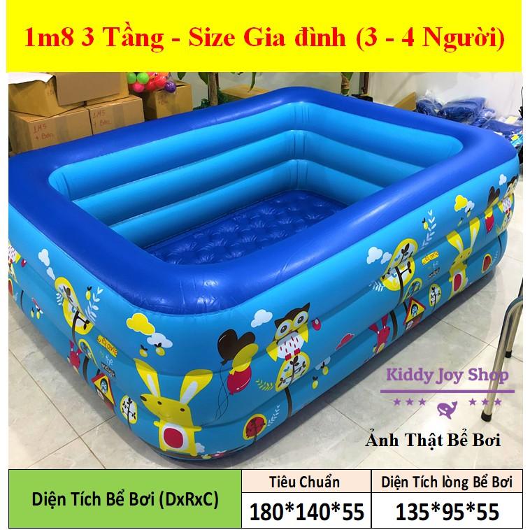 BỂ BƠI PHAO CHO BÉ 1M2 1M3 1M5 2M1 3 Tầng Có Đáy Chống Trượt màu xanh màu hồng )