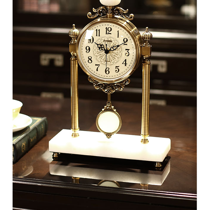 Đồng hồ quả lắc cổ điển để bàn phong cách Châu Âu sang trọng - Đồng hồ để bàn cao cấp decor phòng khách đẹp và quà biếu tặng