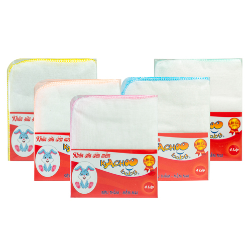 Khăn sữa siêu mềm KACHOOBABY bịch 4 lớp (24x28cm) - 10 cái, mềm mại thấm hút tốt, dùng để lau mặt, quàng cổ, thấm sữa