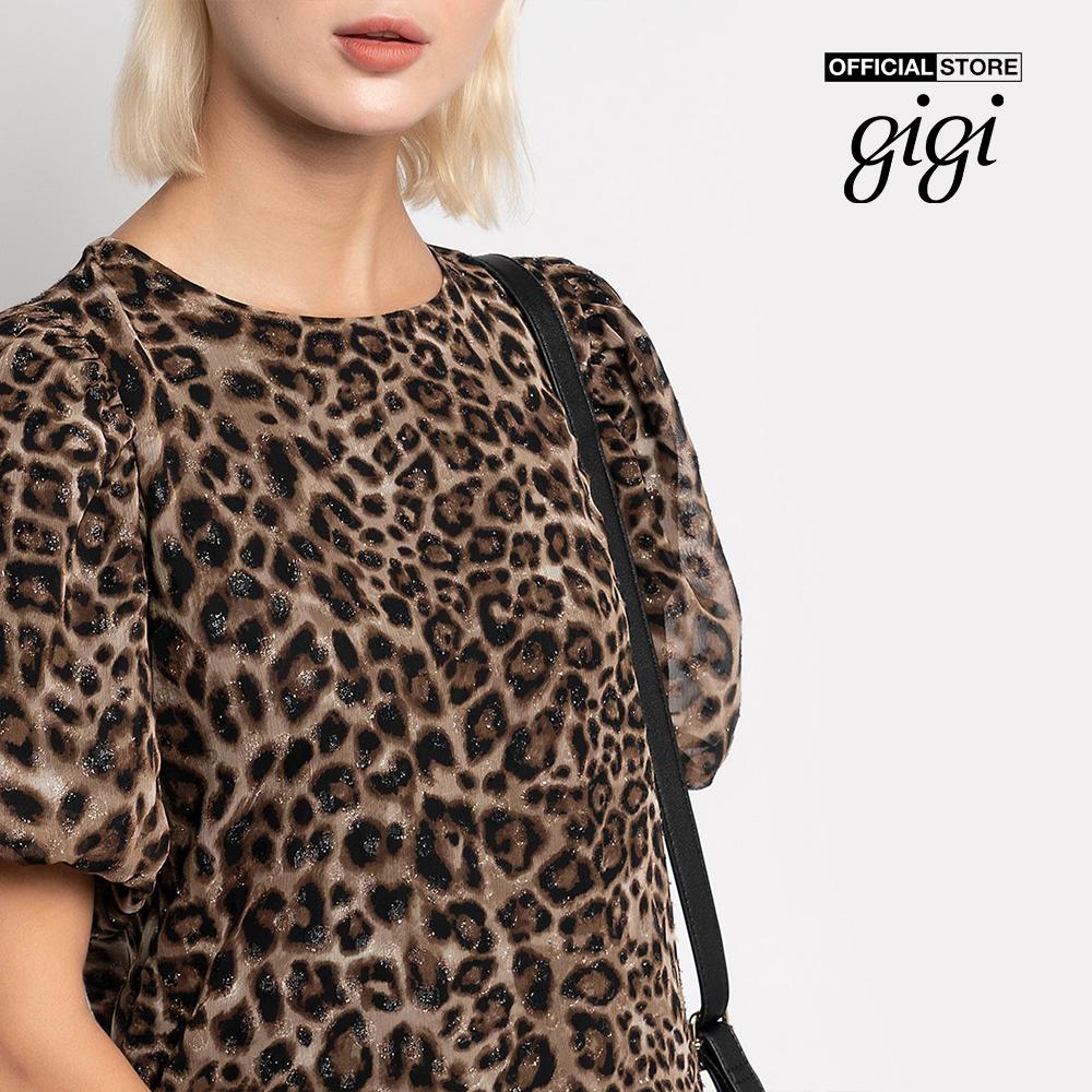 GIGI - Áo kiểu nữ tay phồng họa tiết da báo Ruffle Peplum G1110B211252
