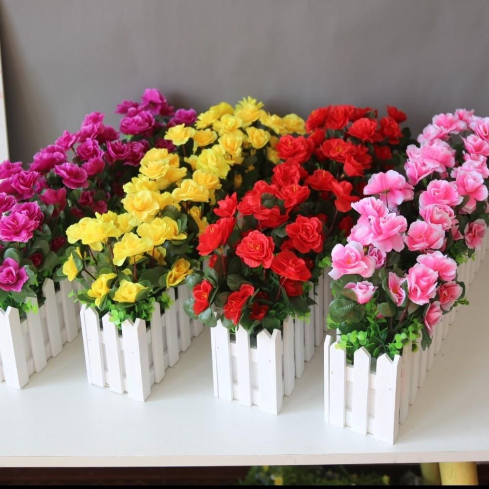 Cây giả, giỏ hàng rào cắm sẵn hoa cỏ nhân tạo dài 50cm nhiều mẫu trang trí nhà cửa Flowermini HR-50