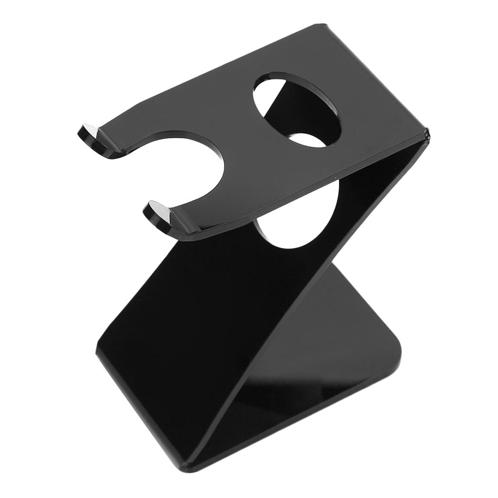 Acrylic Z-Shape Stand Barber Salon Brush Shaving Tools Holder Rack Black