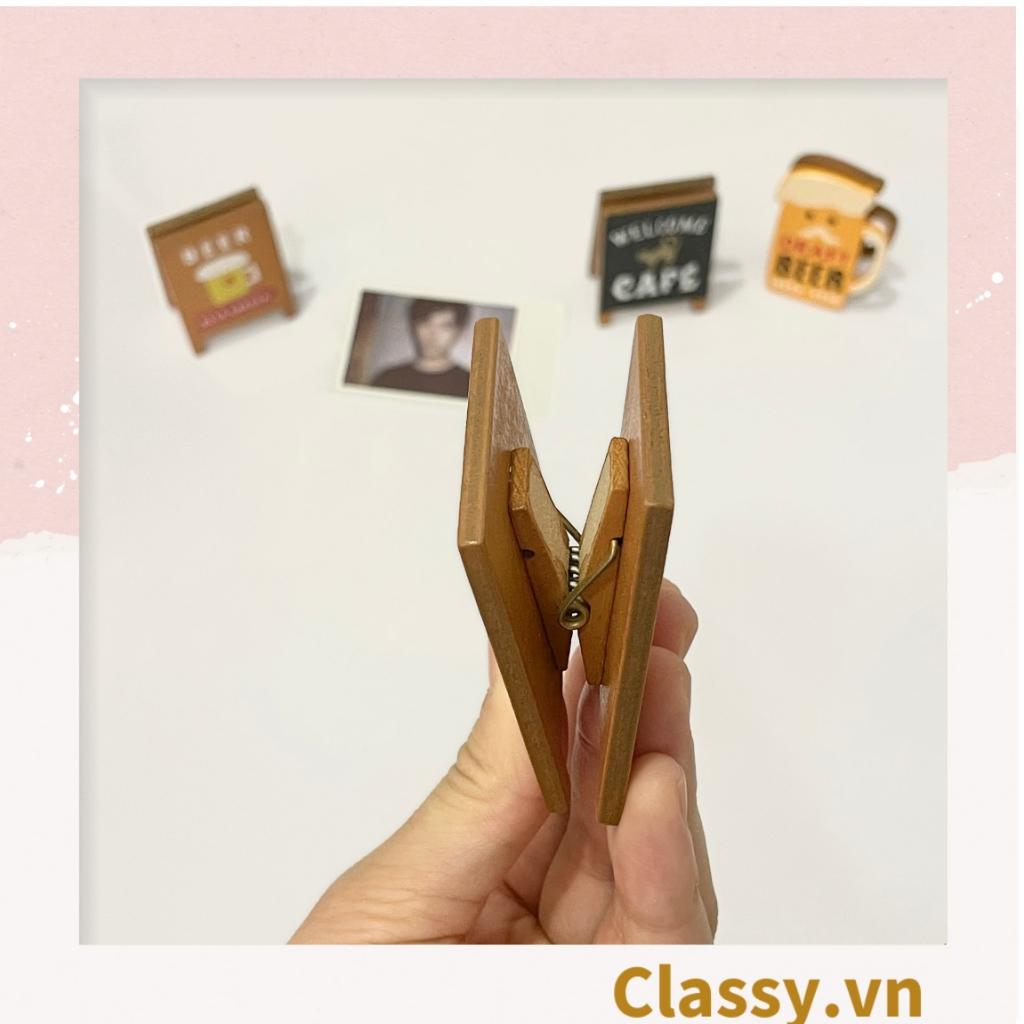 Kẹp Classy đỡ giấy Lưu ý để bàn trang trí, chất liệu gỗ, kích thước 4,2 * 6cm style vintage PK622