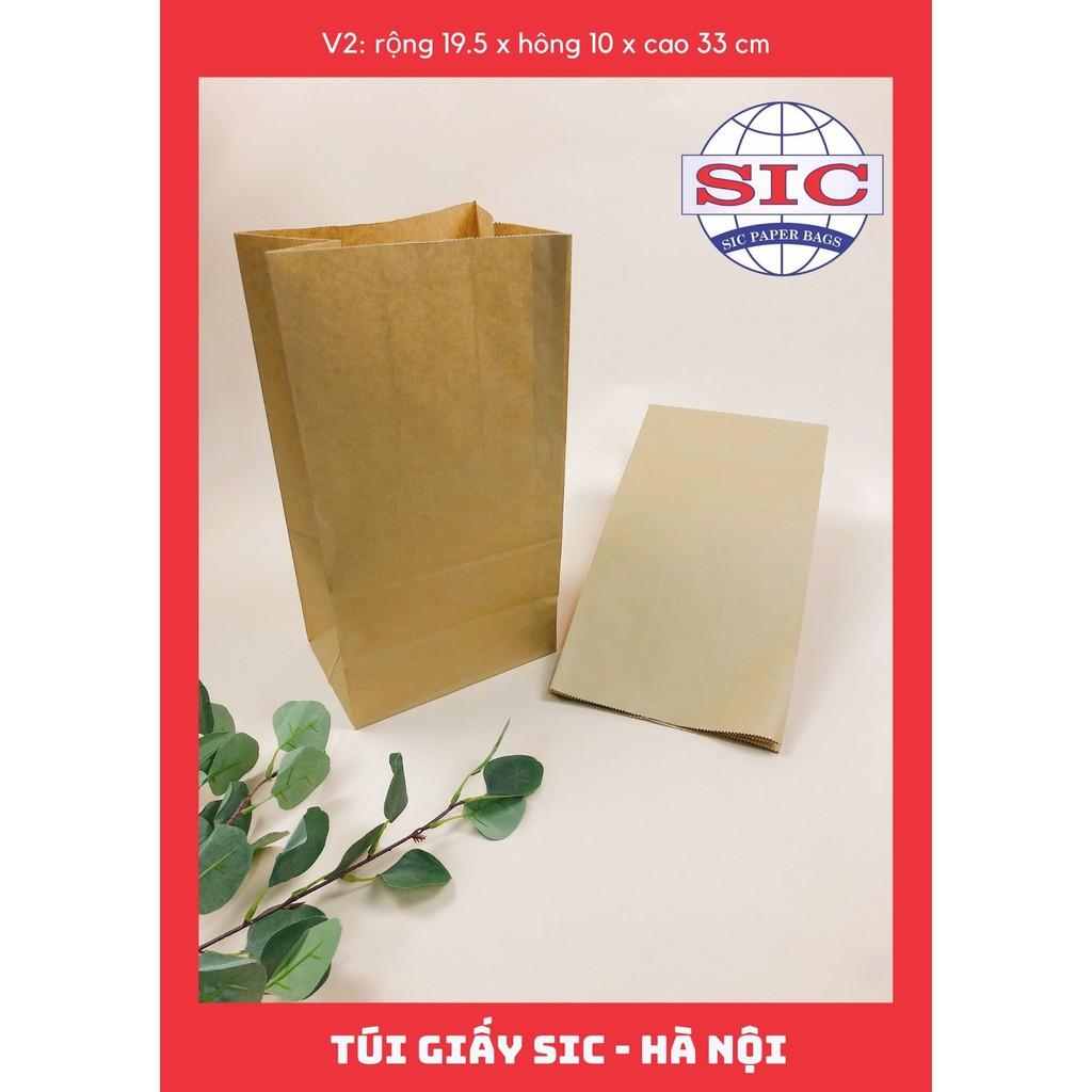 100 CHIẾC TÚI GIẤY KRAFT V2: 19.5X10X33 KHÔNG QUAI ( ẢNH THẬT)