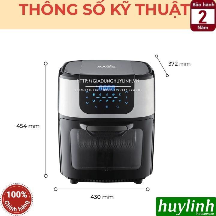 Nồi chiên không dầu điện tử Magic ECO M13 - Dung tích 13 lít - 10 chức năng cài sẵn - Hàng chính hãng