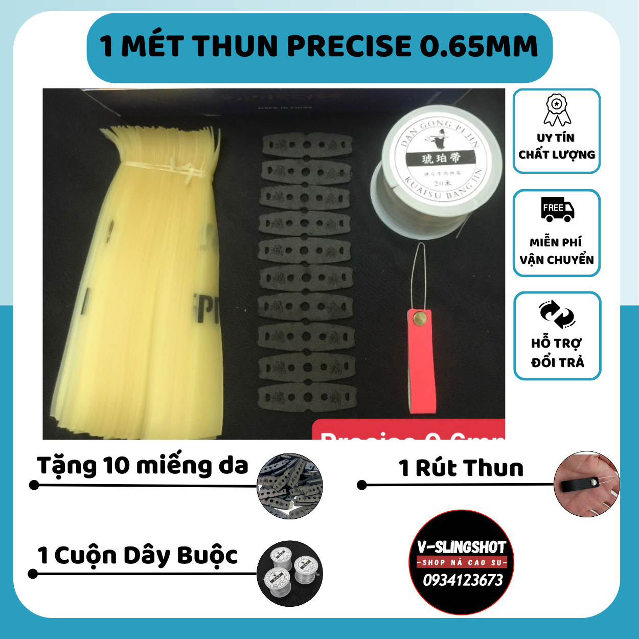 [Giá Rẻ] 1 Mét Dây Thun Precise 0.65mm V3 Màu Trắng