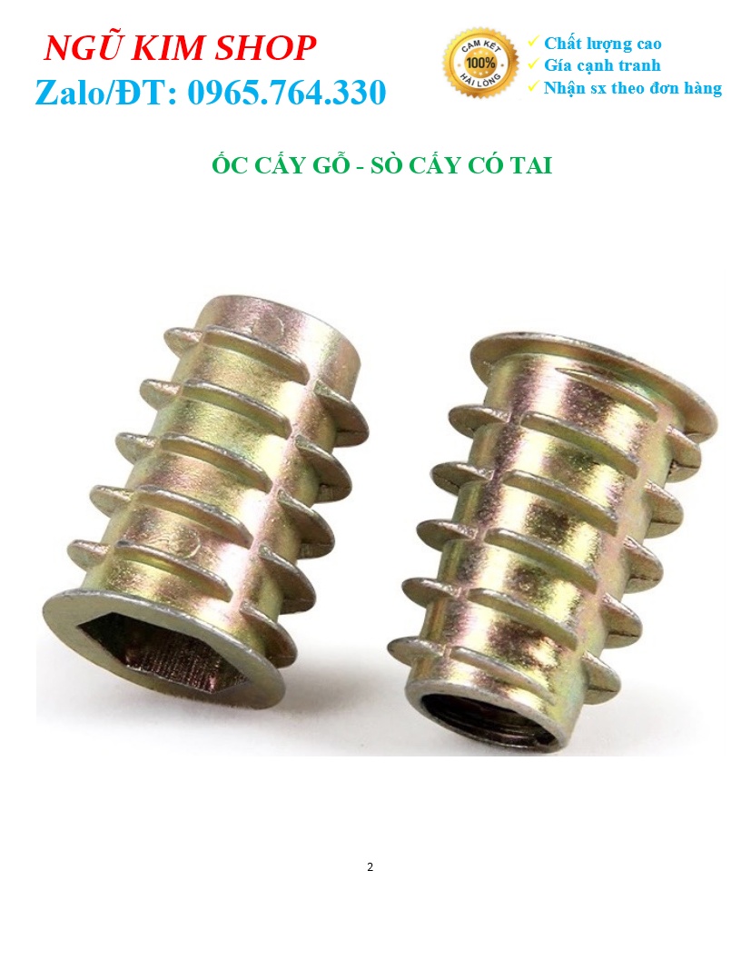 ỐC CẤY GỖ _ SÒ CẤY CÓ TAI M4, M5, M6, M8