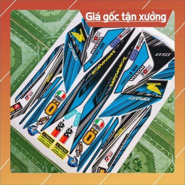 Tem rời winner sọc xanh dán xe đen