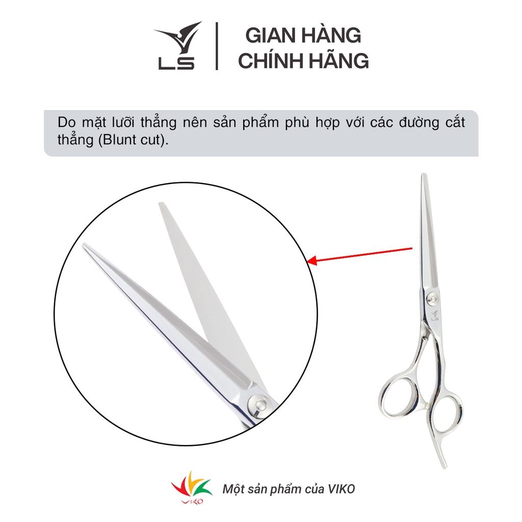 Kéo cắt tóc VLS lưỡi thẳng quai offset vênh đỡ ngón cố định CB23/6.0