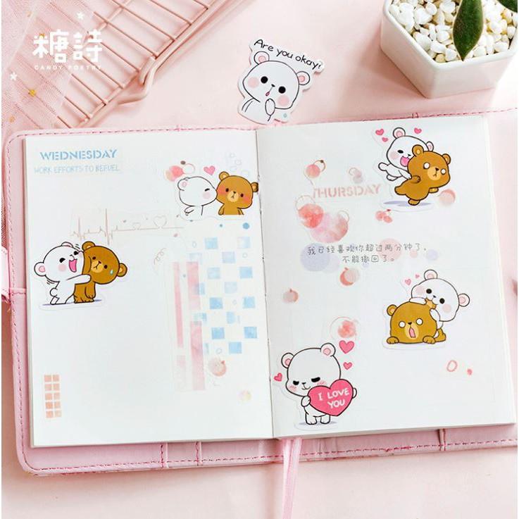 Bộ 46 Sticker Gấu Đáng Yêu Hàn Quốc dán trang trí E49