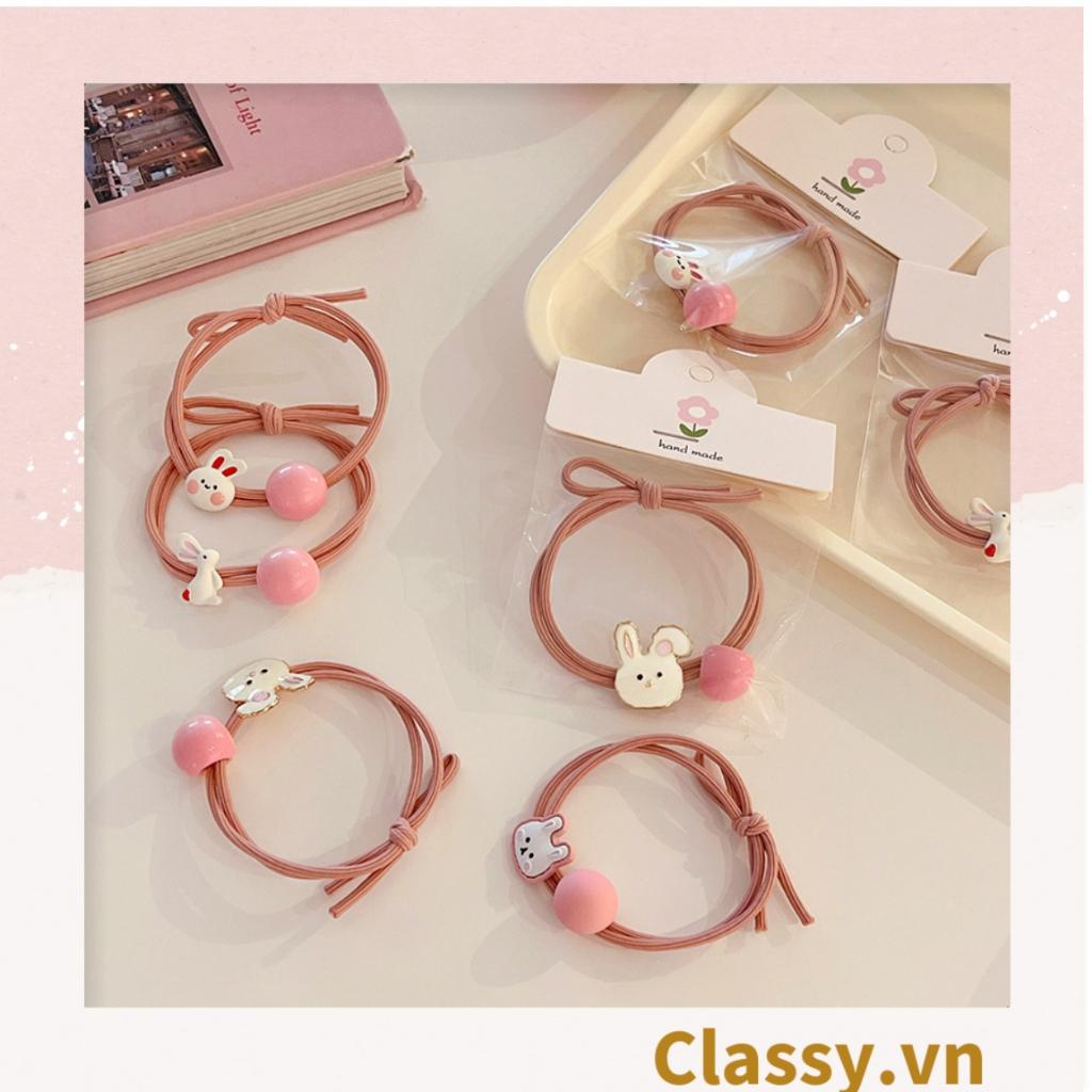 01 dây cột tóc Classy đính hình động vật chú cáo, chú vịt nhỏ, chú thỏ, chú heo bền chắc giá rẻ, nữ tính PK736