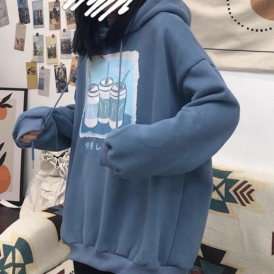 Áo hoodie nỉ unisex form rộng 3 Lon Nước nam nữ ulzzang Wind