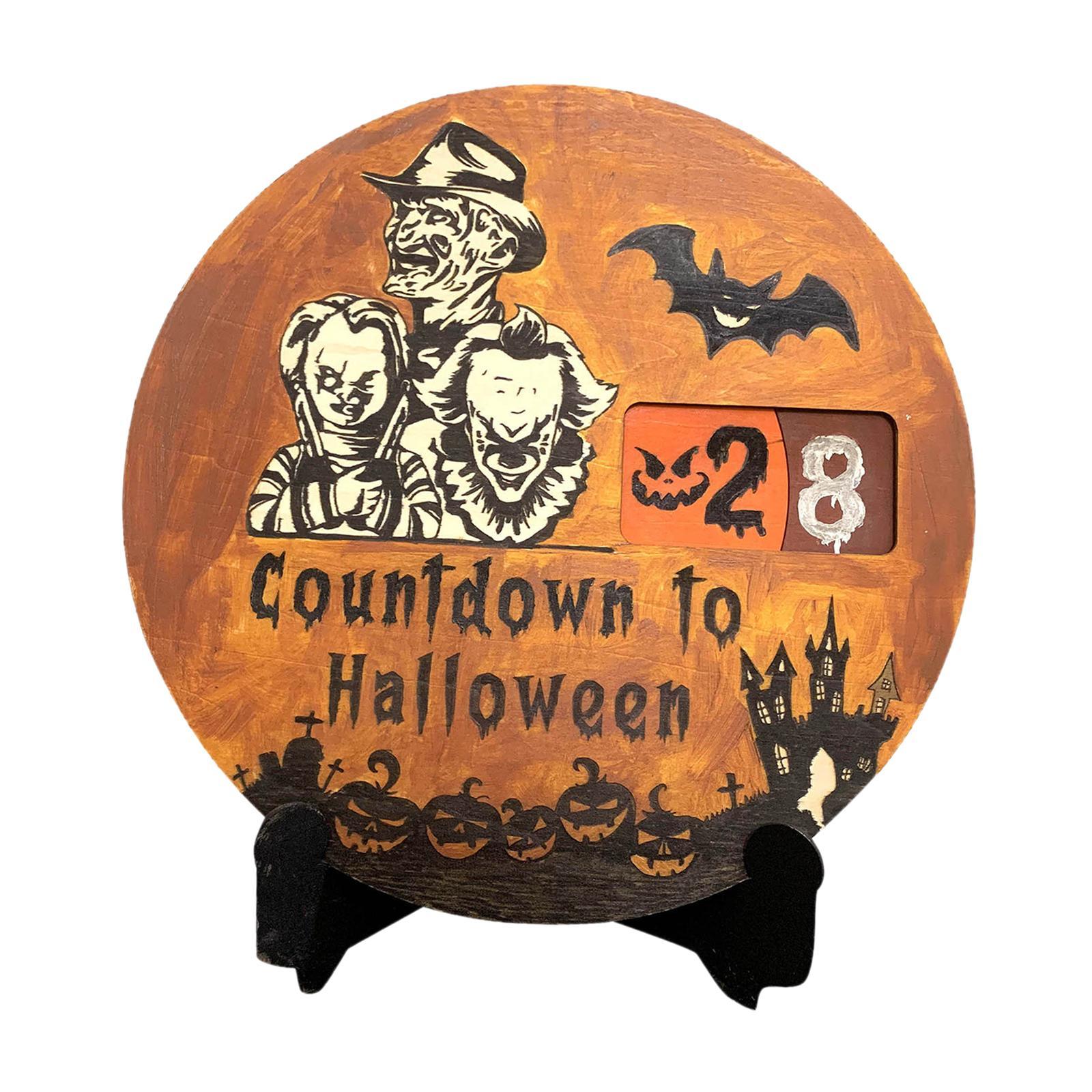 Halloween Advent Calendar Round Movable Turntable, Holiday Pendants ,Festive Gift Decoration Ornament for Holiday Party Home