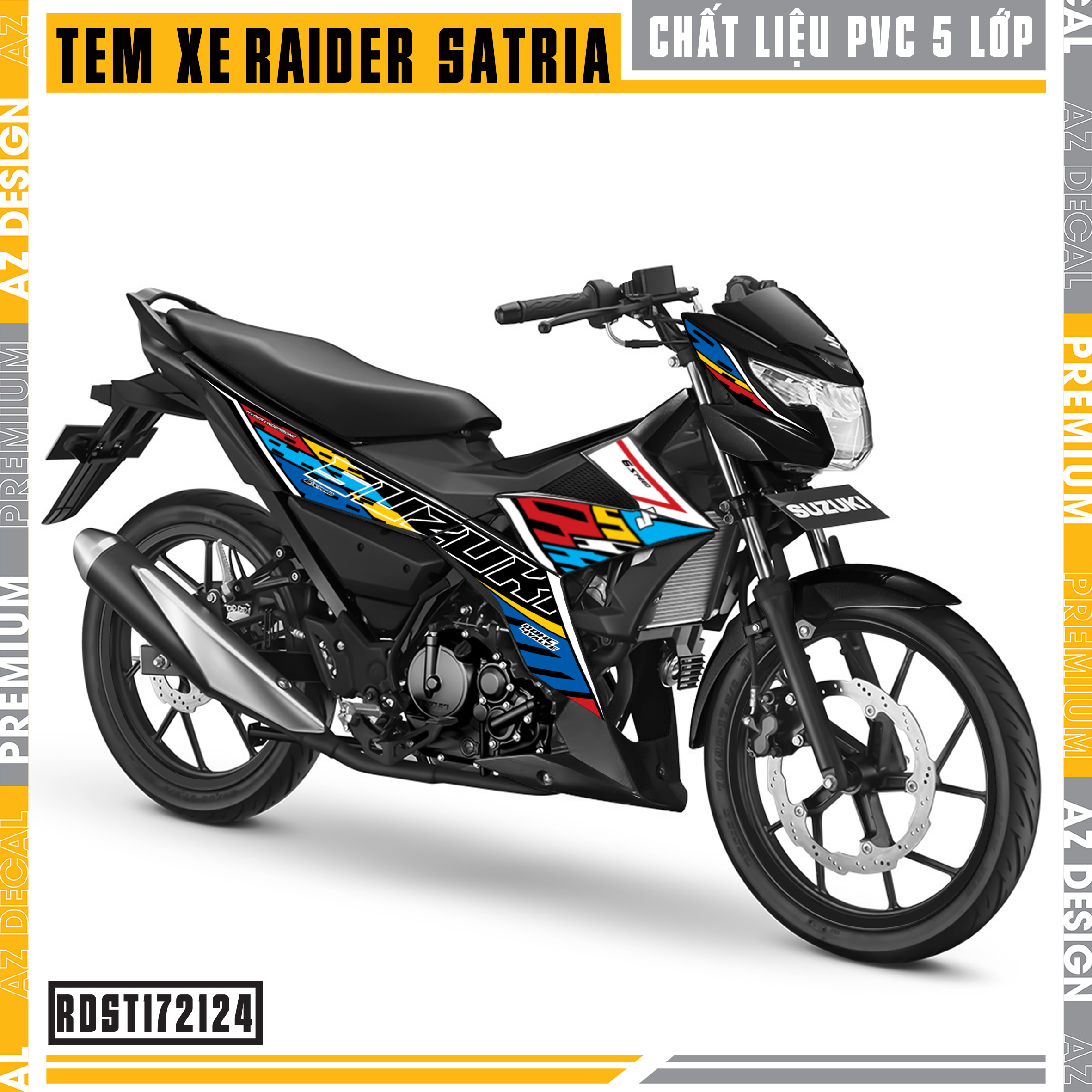 Tem Rời Xe Suzuki Raider - Satria Mẫu Suzuki Chế | RDST172124 | Decal Chế Chất Liệu PVC Chống Nước, Đa Dạng Màu Tem