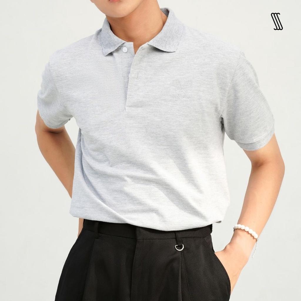 Áo thun cổ bẻ polo nam SSSTUTTER thêu hình ẩn thun cotton cá sấu WASH POLO