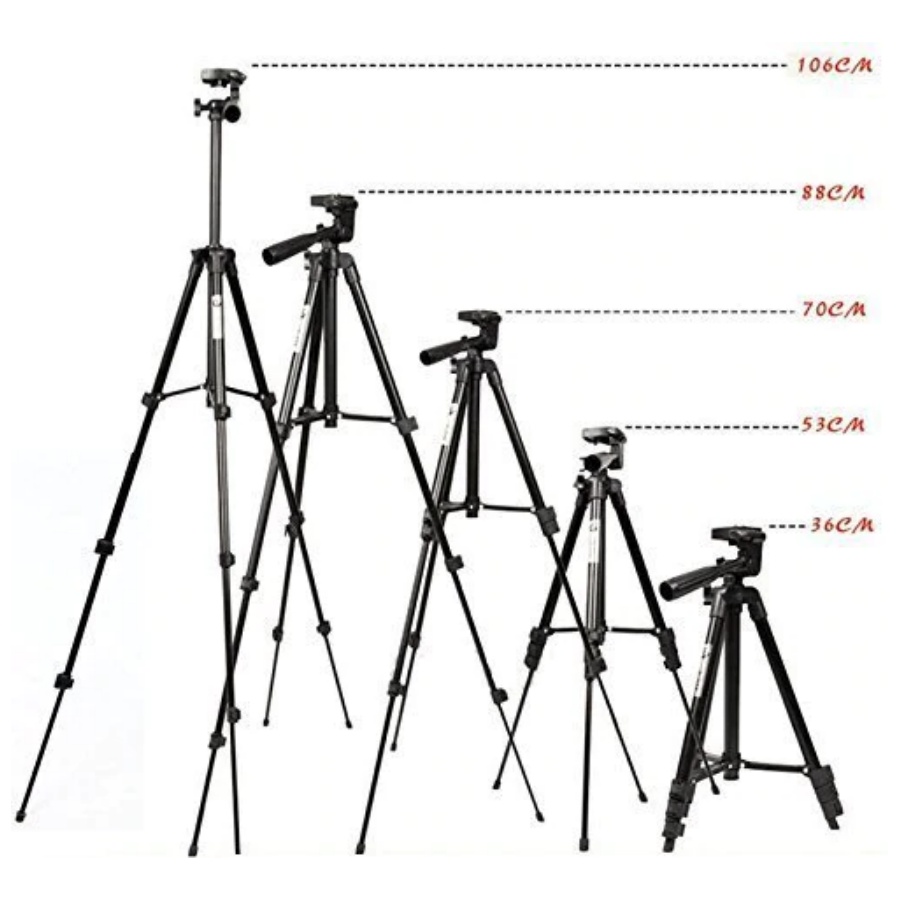 Giá đỡ tripod 3 chân xoay ngang dọc hỗ trợ chụp ảnh, livestream nhẹ gọn tặng kèm đầu kẹp điện thoại 2 lỗ chắc chắn