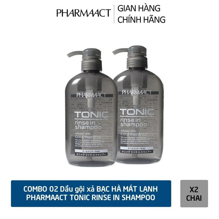 Combo 02 Chai Dầu Gội Xả 2in1 Bạc Hà Mát Lạnh cho Nam PharmaAct Tonic Rinse In Shampoo (550ml)