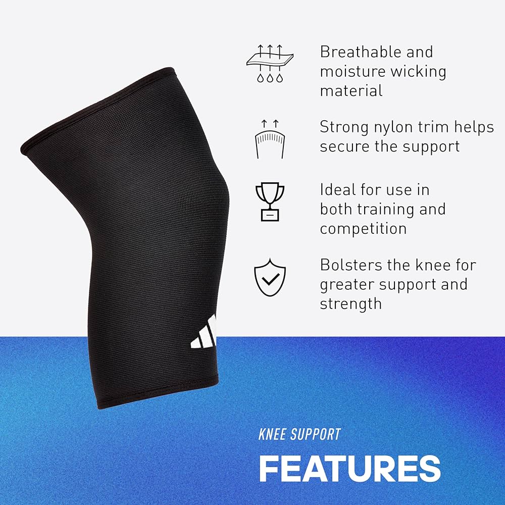 Bó Gối, Băng Gối Thể Thao Thun Co Giãn ADIDAS ADSU-1242WH Knee Support (1 Cái) - Hàng Chính Hãng