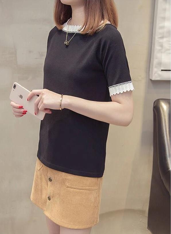 Áo kiểu dệt kim phối ren dưới 60kgs AN21
