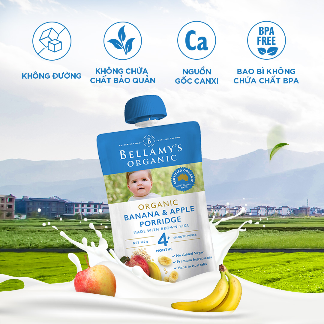 i Hỗn Hợp Chuối, Táo, Yến Mạch Hữu Cơ Xay Nhuyễn Bellamy's Organic