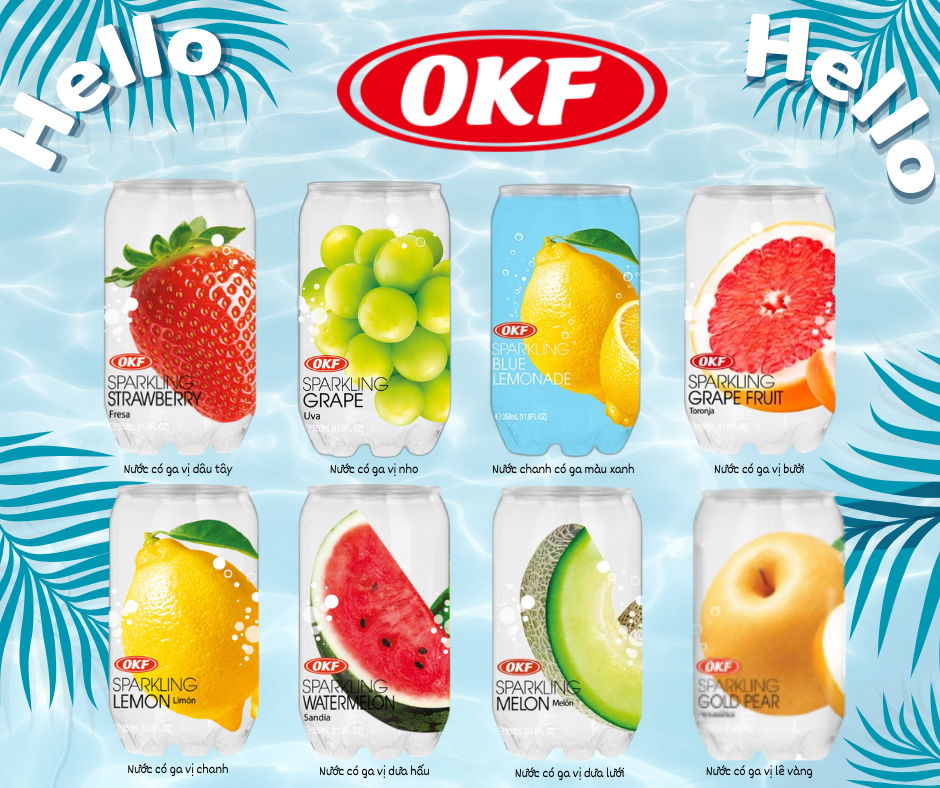 Nước ngọt có ga vị Dưa hấu (NƯỚC DƯA HẤU CÓ GA) 350ML X 6 CHAI OKF Hàn Quốc